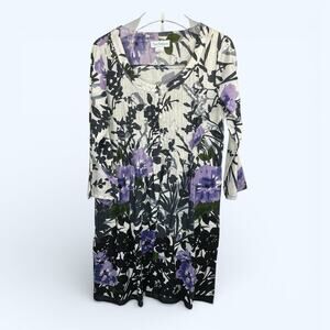 The Paragon 100% Cotton Dress Medium Purple Floral Print With Pockets Adj Sleeve